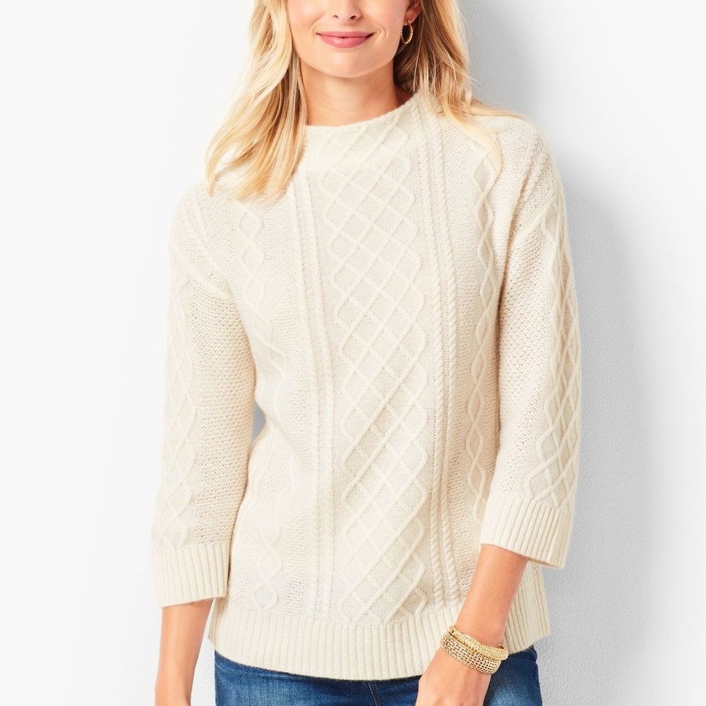 NWT Talbots Cashmere Cable Mockneck Sweater